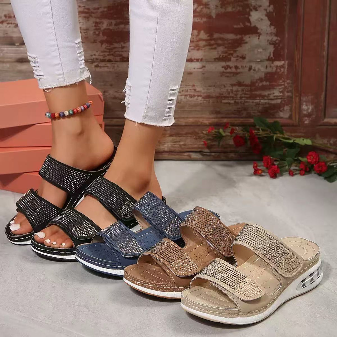Damen Komfortable Riemchen-Sandalen mit Glitzerakzenten R&B