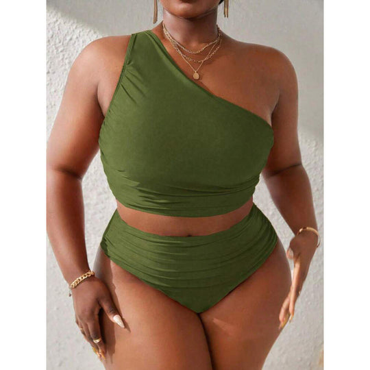 Damen Einseitiger Bikini-Set mit modischem Wickeldetail und hohem Bund R&B