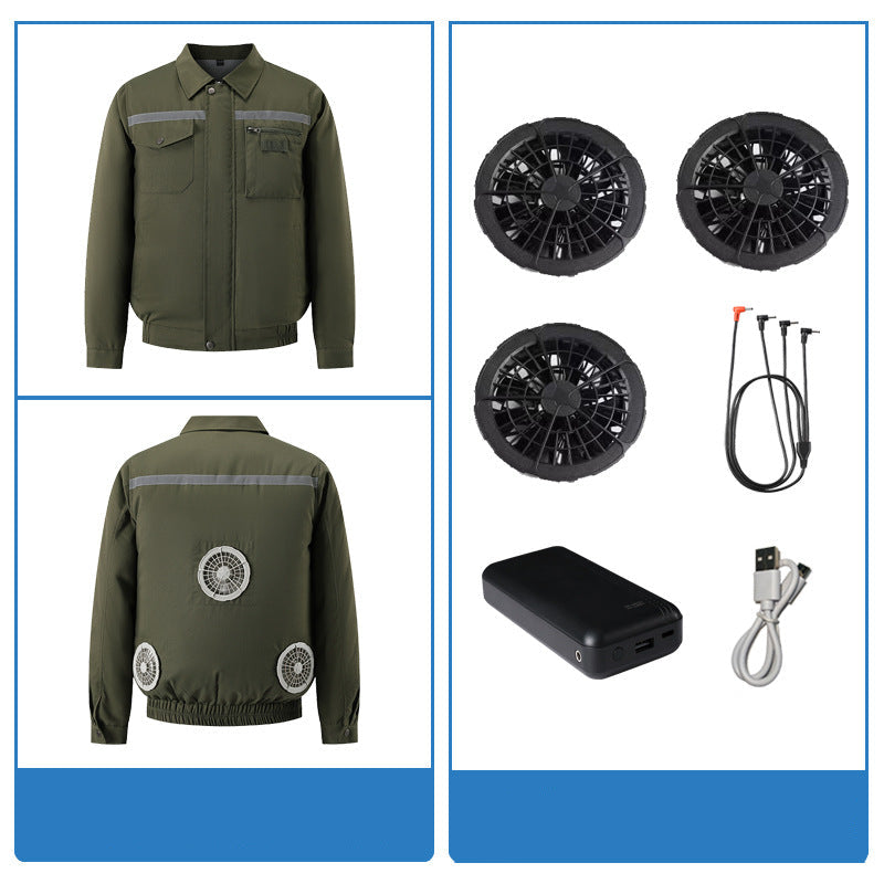Herren nan belüftete Arbeitsjacke mit integrierten USB-Lüftern und externem Akkufach R&B