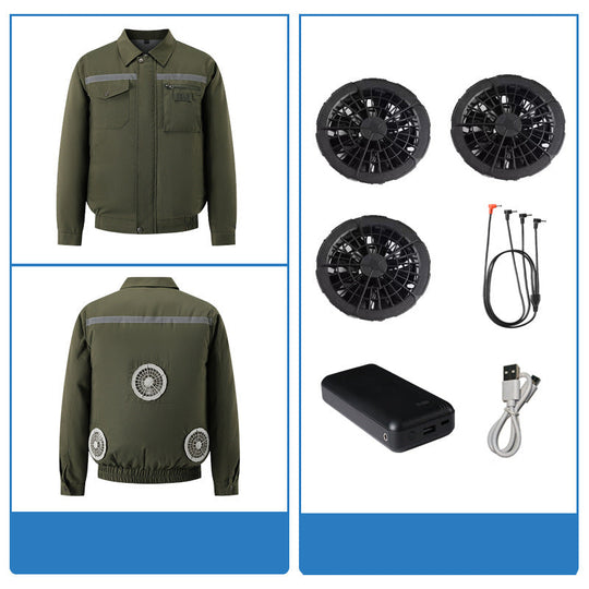 Herren nan belüftete Arbeitsjacke mit integrierten USB-Lüftern und externem Akkufach R&B
