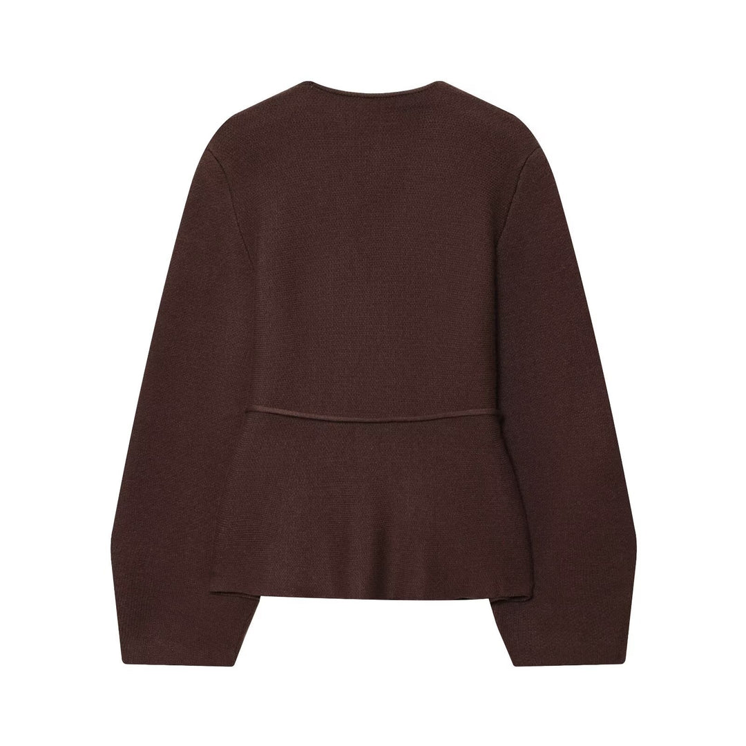 Damen Strickjacke mit eleganter Taillierung und V-Ausschnitt R&B