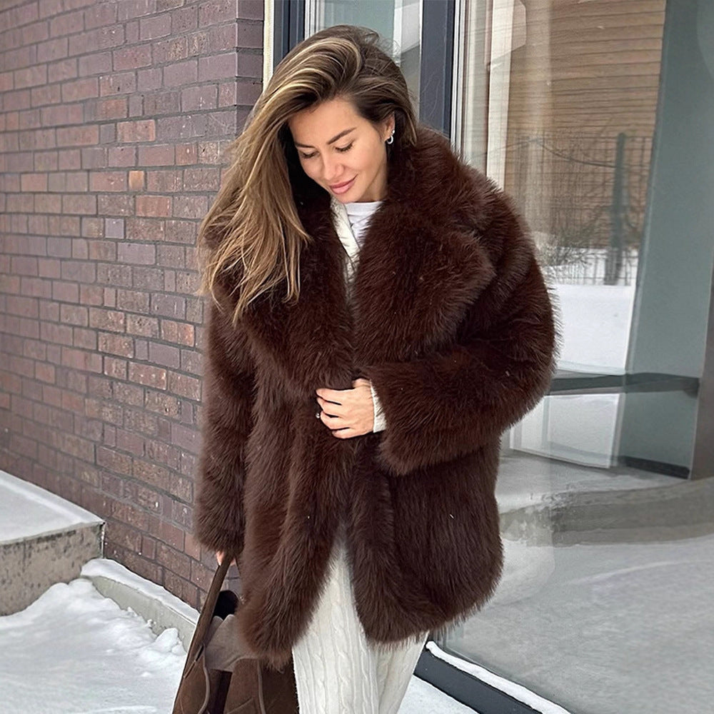 Damen luxuriöse Kunstfelljacke R&B