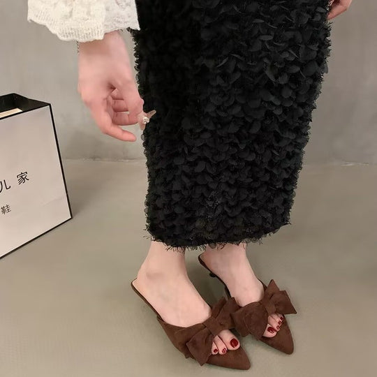 Damen hochwertige Slipper mit Schleifenverzierung R&B