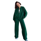 Damen lässiges Freizeit-Set aus weichem Sweatstoff mit hohem Kragen und weitem Schnitt R&B