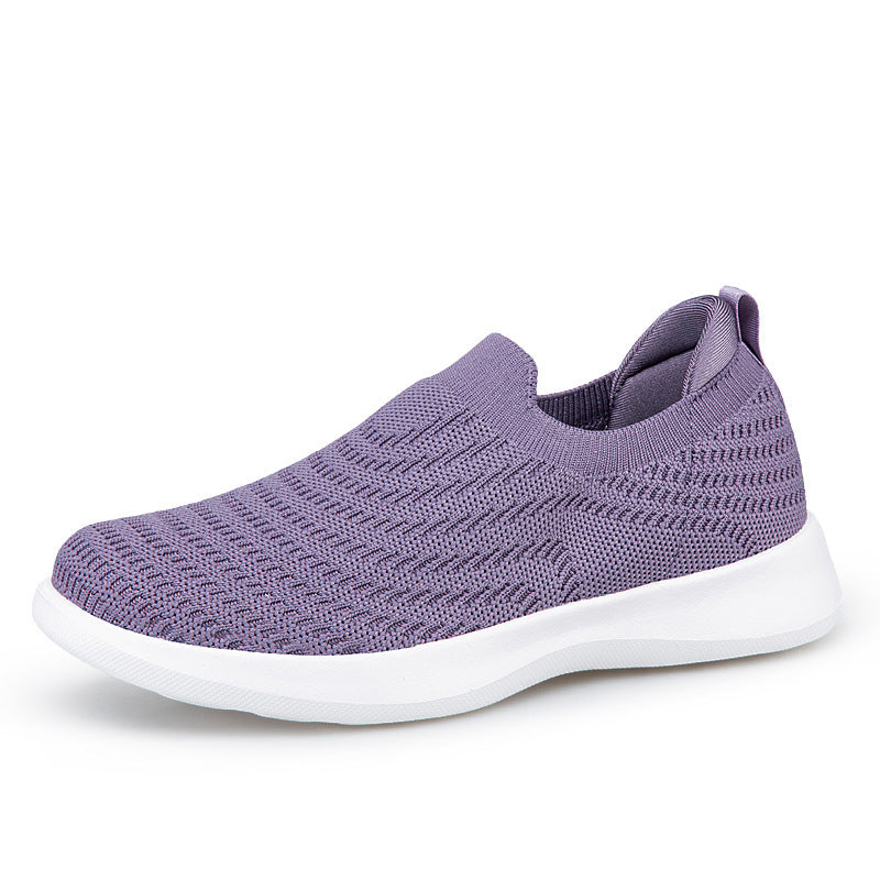 Damen nan Feinstrick-Ballerina-Sneaker mit elastischem Einstieg, gepolstertem Komfortfußbett und flexibler Leichtsohle R&B
