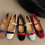 Damen elegante Ballerinas mit modischem Mary Jane-Riemchen und Schleifenverzierung R&B