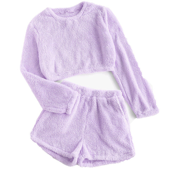 Damen Kuschelige Plüsch-Pyjama-Set R&B