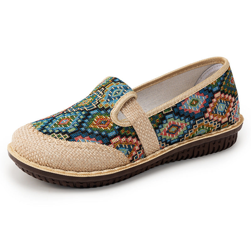 Damen Gemusterte Slip-On Schuhe mit elastischem Riemen R&B
