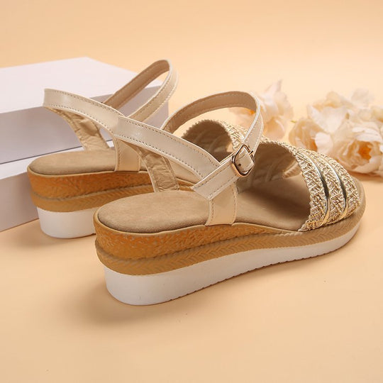 Damen Moderne Riemchen-Plateausandalen mit Glitzerapplikationen R&B