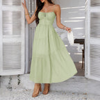 Damen Maxi Sommerkleid mit Tüllschichten und schmalen Trägern R&B