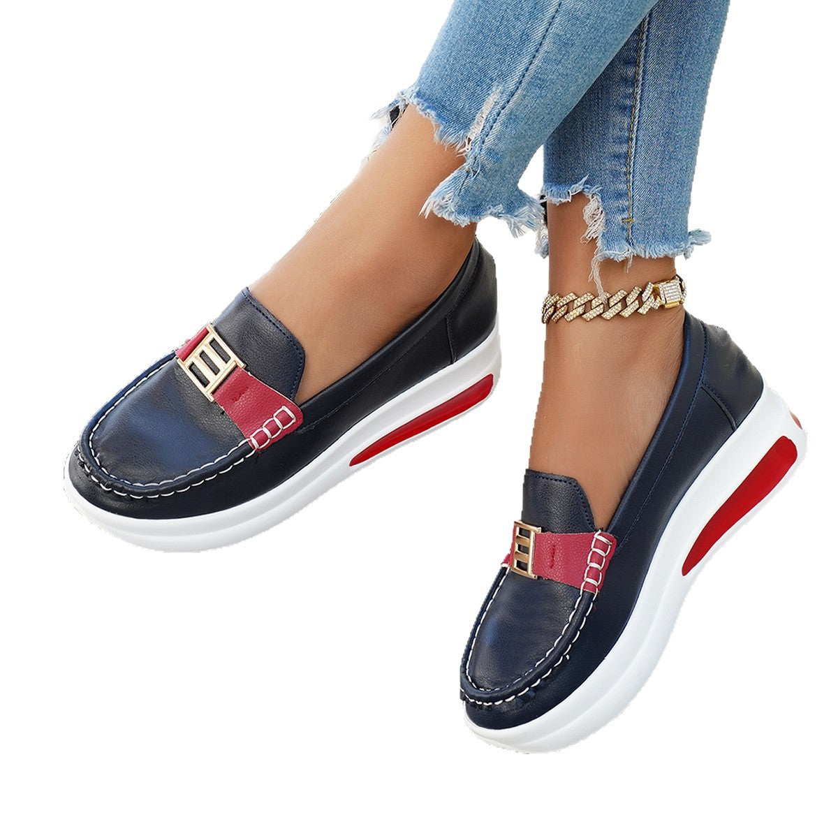 Damen Komfortable Slip-On Mokassins mit modischem Akzent
