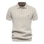 Herren Kurzarm Polo-Shirt mit strukturiertem Streifenmuster