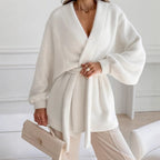 Damen Luxuriöser Wickelcardigan mit komfortablem Schnitt und Gürtel R&B