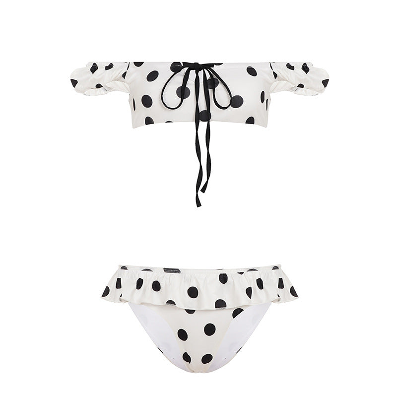 Damen-Bikini-Set mit verspieltem Rüschendesign und Punkten R&B