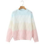 Damen Strickpullover mit modernem Wellenmuster und sanften Farbverläufen R&B