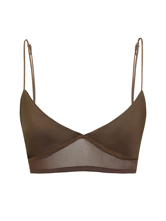 Damen nan bügelloser Soft-BH mit Mesh-Unterbrustband und verstellbaren Spaghettiträgern R&B