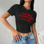 Damen Crop-T-Shirt mit witzigem Schriftzug R&B