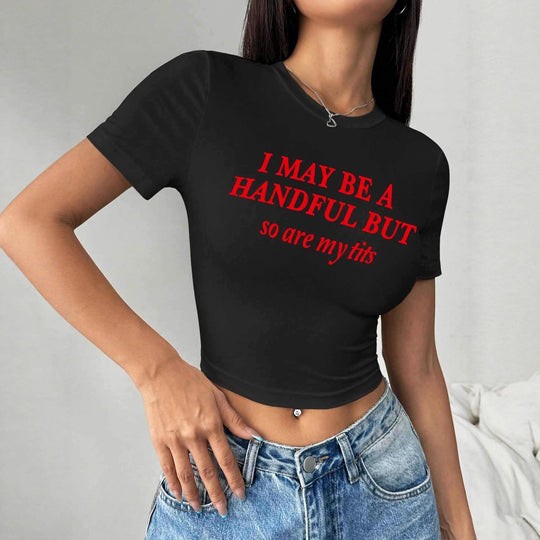 Damen Crop-T-Shirt mit witzigem Schriftzug R&B