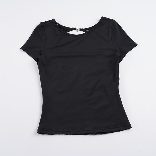 Damen elegantes figurbetontes T-Shirt mit geschlossenen Rückenausschnitt R&B