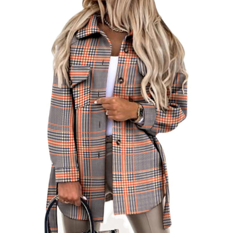 Damen Oversized Karo-Hemdenjacke aus weichem Material R&B