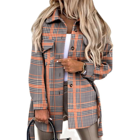 Damen Oversized Karo-Hemdenjacke aus weichem Material R&B