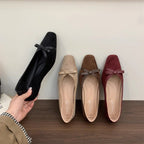 Damen elegante Mokassins mit dekorativem Schleifenakzent R&B
