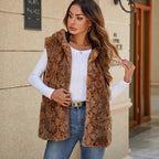 Damen Fleece-Weste mit animalistischem Muster R&B