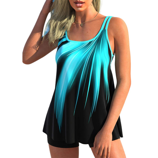 Damen nan fließendes A-Linien Tankini-Oberteil mit doppelten Spaghettiträgern und figurumspielender Passform R&B
