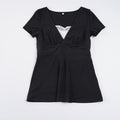 Damen V-Ausschnitt Shirt mit Rüschendetails und elastischem Bund R&B