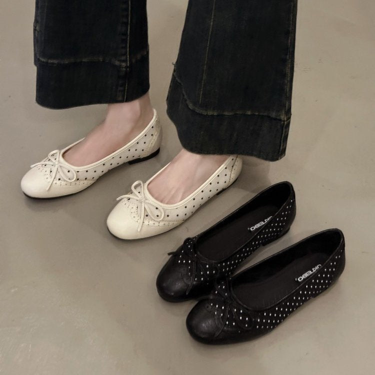 Damen Ballerinas mit verspieltem Schleifen-Design und atmungsaktiver Plattformsohle R&B