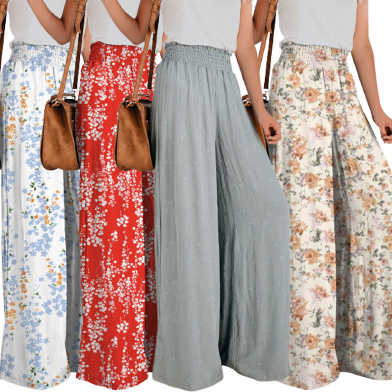 Damen Blumendruck Weite Hosen R&B