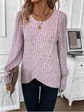 Damen Strickpullover mit raffiniertem Wickeldesign R&B
