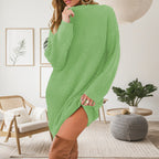 Damen Oversized Strickkleid mit hohem Kragen und seitlichem Schlitz R&B