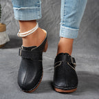 Damen Clogs mit modischem Schnallen-Design und komfortablem blockiertem Absatz R&B