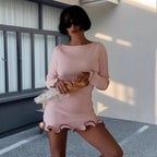 Damen Minikleid mit verspieltem Saum R&B