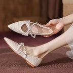 Damen Ballerinas mit zartem Schleifen- und Perlenschmuck R&B