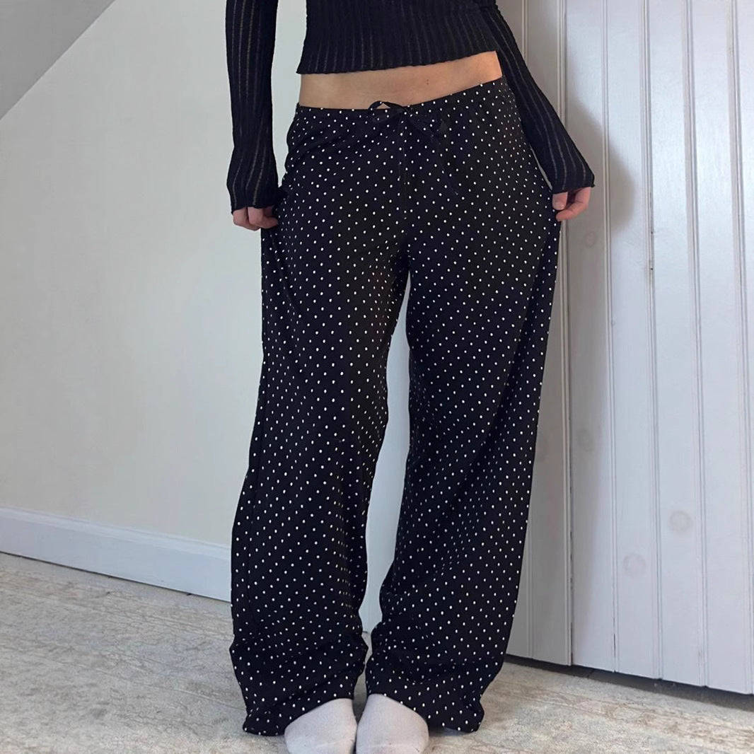 Damen Weite Hosen mit elastischem Bund und stilvollem Punktmuster