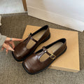 Damen elegante T-Strap Ballerinas mit modischer Schnallenverzierung R&B