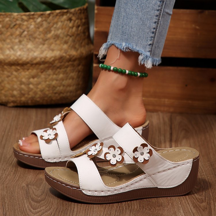 Damen Wedge-Sandalen mit modischem Blumendetail R&B