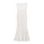 Damen langes Satin Abendkleid mit elegantem Drapé R&B