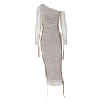 Damen Elegantes One-Shoulder Kleid mit Rüschen