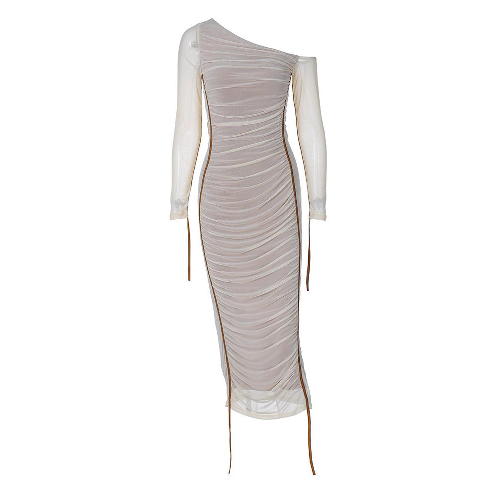 Damen Elegantes One-Shoulder Kleid mit Rüschen