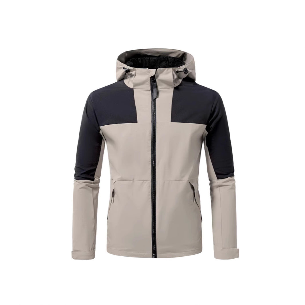 Herren Windbreaker Jacke mit verstellbarem Kapuzenkragen und seitlichen Taschen R&B