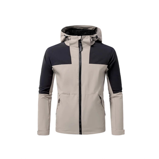 Herren Windbreaker Jacke mit verstellbarem Kapuzenkragen und seitlichen Taschen R&B
