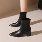 Damen elegante Stiefeletten mit spitz zulaufendem Design und blockiertem Absatz R&B