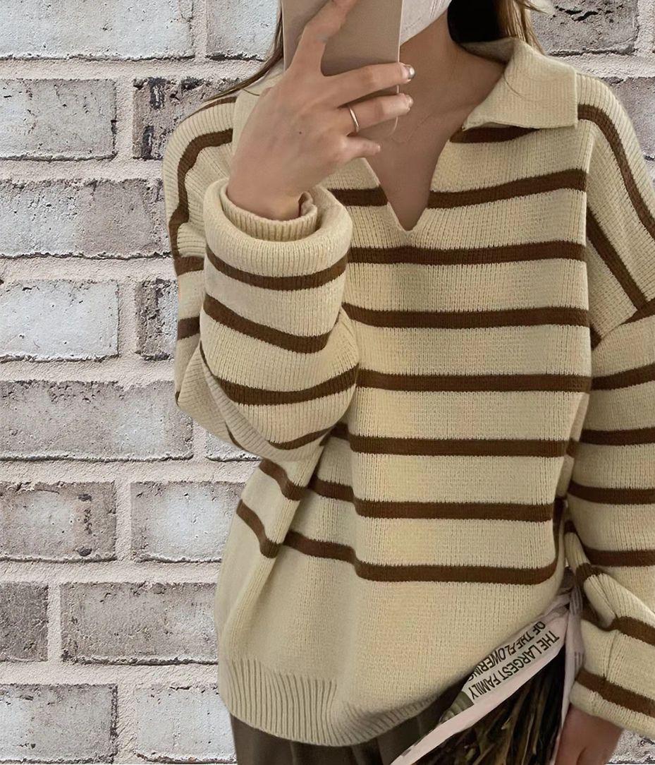 Damen gestreifter Pullover R&B