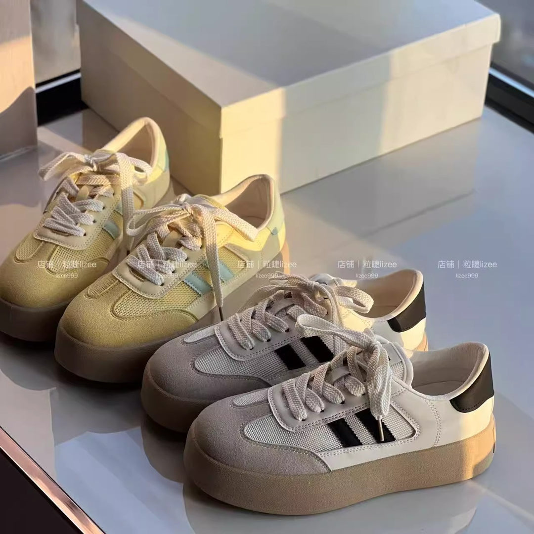 Damen Plateau-Sneaker mit atmungsaktiver Konstruktion und modischen Akzenten R&B