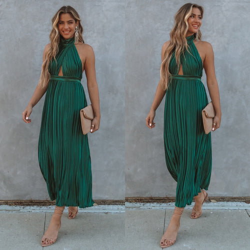 Damen Plissiertes Maxikleid mit hochgeschlossenem Design und Cut-Out-Details R&B