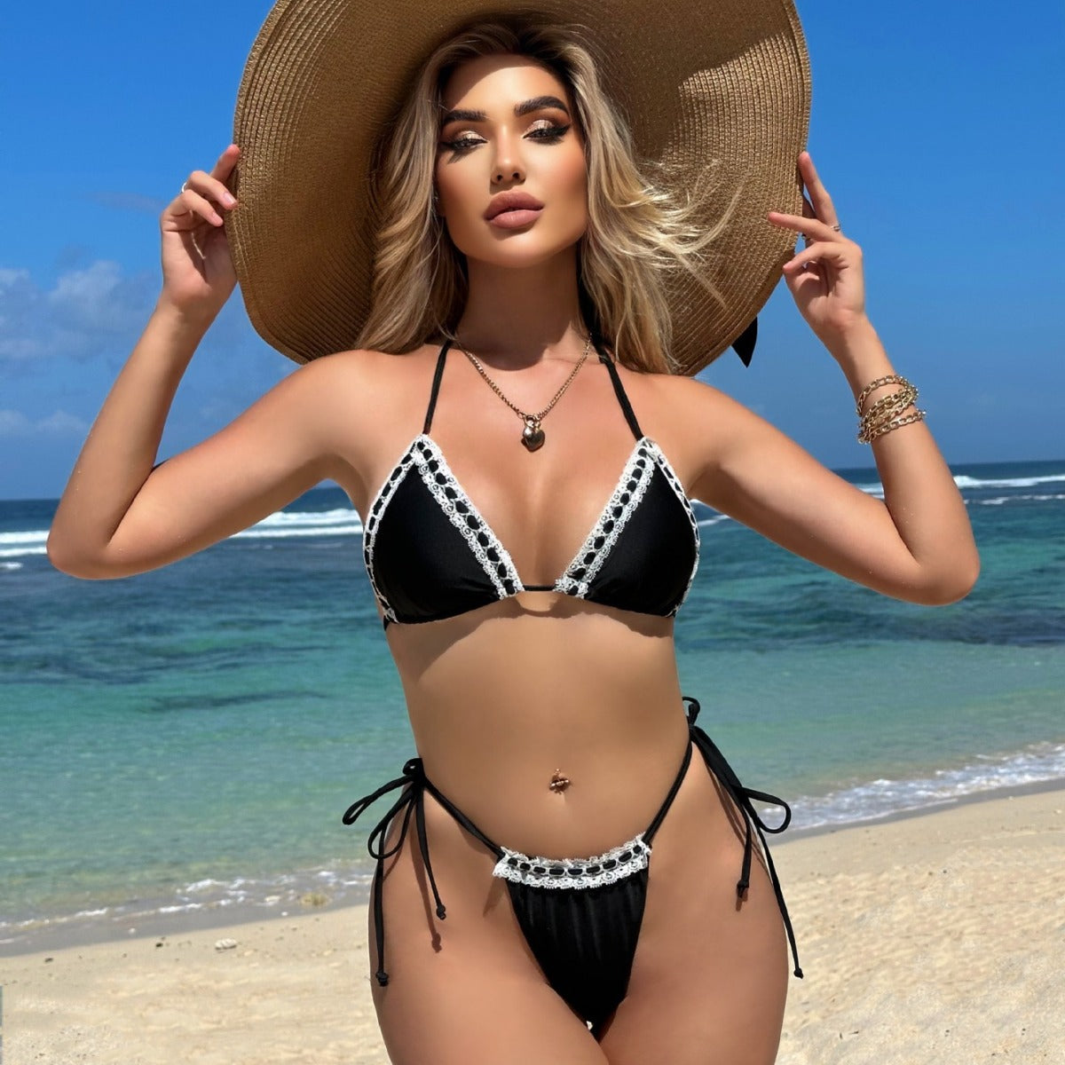 Damen Triangel-Bikini mit raffinierten Spitzendetails R&B
