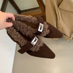 Damen elegante Stiefeletten mit warmem Futter und modischem Riemchen R&B
